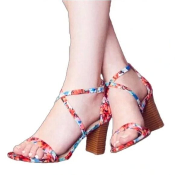 Kelly & Katie Daton Colourful Floral Fabric Strappy Sandals Block Heel 9.5 - Picture 10 of 10